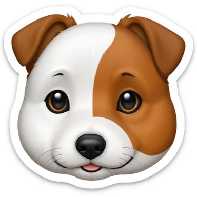 Vit strävhårig jack russel med brun/svarta öron sticker