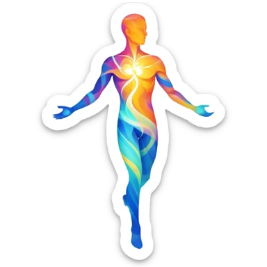 Minimal male form silhouette made of swirling abstract energy, ethereal style essence, no detailed features, just flowing shape sticker