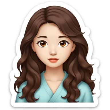 Beautiful girl,brown hair,wavy hair，long hair,brown eyes,Chinese sticker
