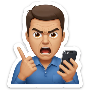 man, furious, yelling at smartphone sticker