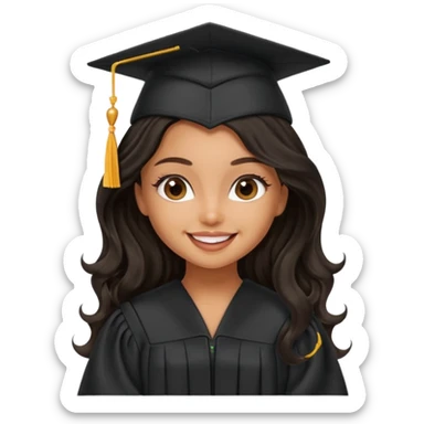 a pretty tan bratz girl with black wavy long hair graduating sticker