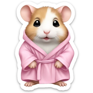 baby hamster in light pink robe full body sticker