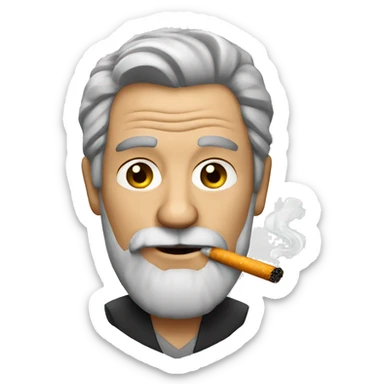 Older brown haired man with beard smoking cigarette sticker
