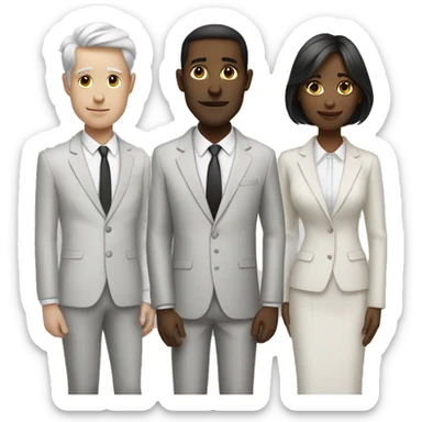 3 people stand in suit white skin sticker
