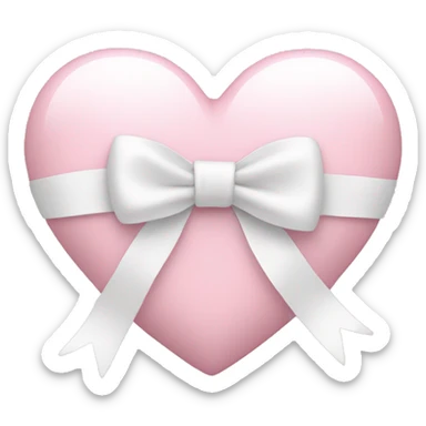 Light pink heart with white bow sticker