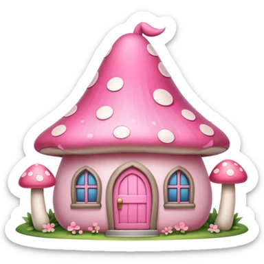Girly pink tone cottage mushroom home sticker