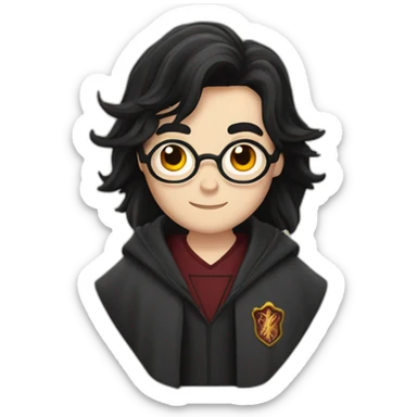 Harry potter with black hair and is wizard chloses sticker