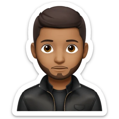 Usher with dark brown hair, black leather outfit sticker