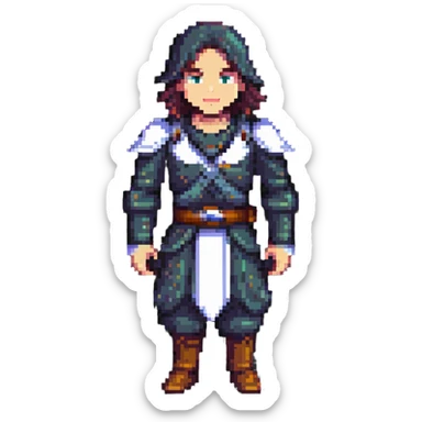 icon of a person demonstrating the pasha technique in pixel art style, simple and clear sticker