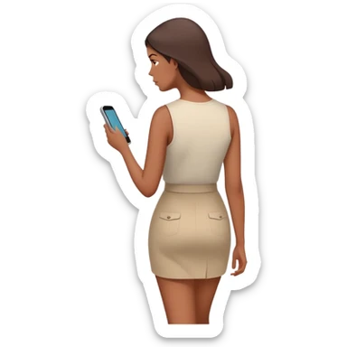 woman walking away from phone with multiple unread message notifications, dismissive expression, turning her back on conversation, phone showing several ignored texts, emotionally detached look sticker