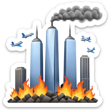 Twin towers being hit by plane  sticker