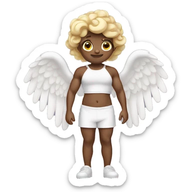 cute angel with halo and weights  sticker
