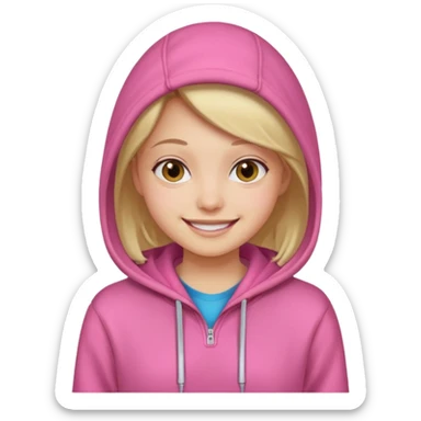 a portrait of girl wear pinkhoodie sticker