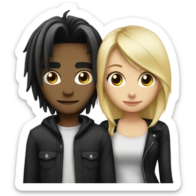 Emo couple hugging  guy with emo hair black hair girl with blonde hair sticker