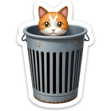 Cat + trash bin, Street Wildlife. sticker