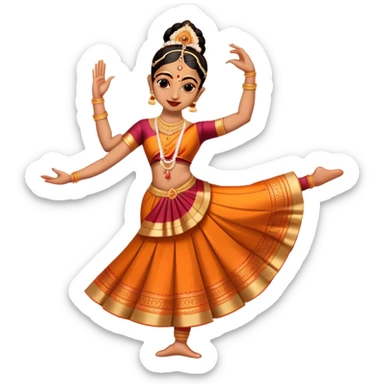 cinematic-realistic-bharatanatyam-dance-emoji,-depicted-as-an-elegant-classical-indian-dance-performance-with-graceful-poses,-intricate-costumes,-and-expressive-hand-gestures,-rendered-with-rich-textures-and-warm-dramatic-lighting sticker