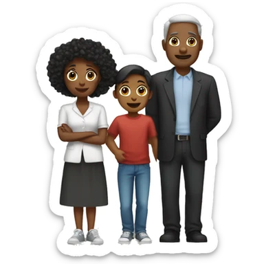 topical family emoji  white dad black mom black older sister and black little brother sticker