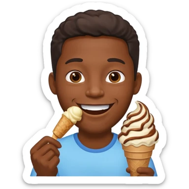 black man eats ice cream  sticker