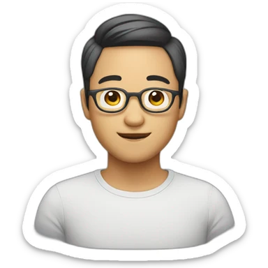 round faced asian male avatar with glasses and with light beard sticker