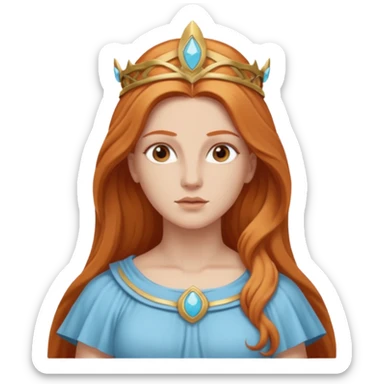 Minerva, Wisdom Goddess from Rome Mythology with long reddish blonde hair, light blue outfit sticker