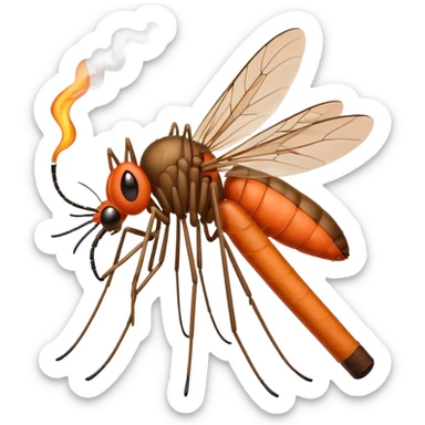 mosquito naranja fumando cigarro  sticker