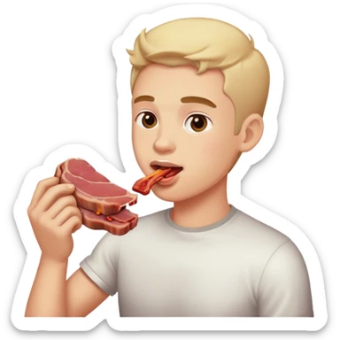 cute man eat meat sticker