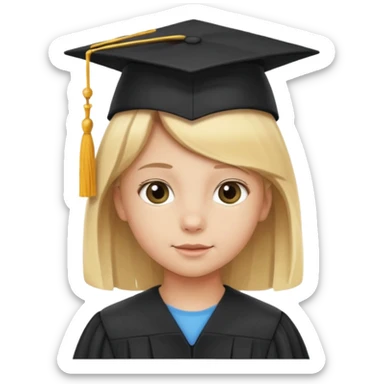 blonde child with graduation cap sticker
