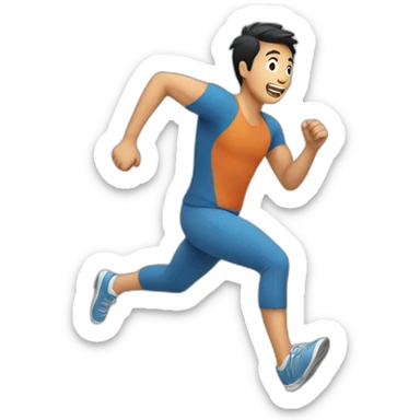 Asian man running sticker