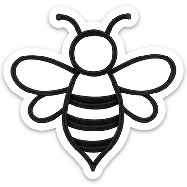 hand-drawn outlined bee icon sticker