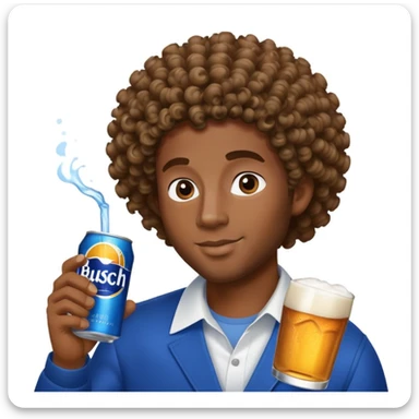 Black curly hair man drinking Busch light sticker