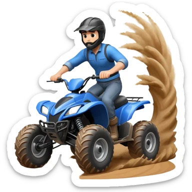 man riding an ATV, dynamic action pose, off-road vehicle, dust trail, 3D cartoon, mobile game icon style, clean background, no text, no watermark

 sticker