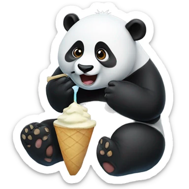 Panda eating ice sleam sticker