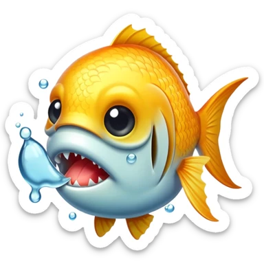 Fish stuffed in the mouth  sticker