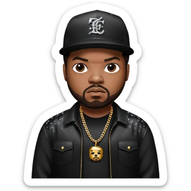 Ice Cube, Rapper with dark brown hair, black sequin outfit sticker
