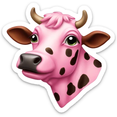 Pink spotted cow sticker