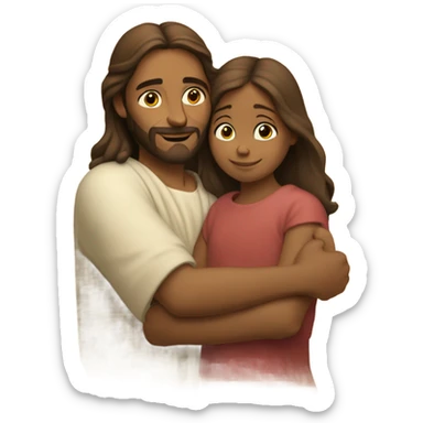 jesus hugging a girl sticker