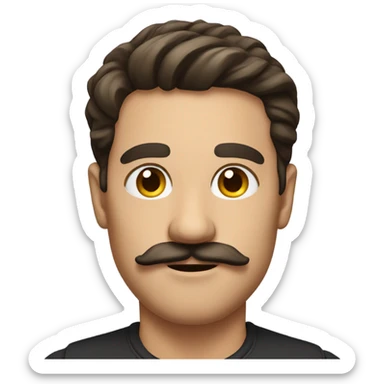 Brunette man with a mustache sticker