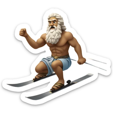 zeus greek god skiing in desert  sticker