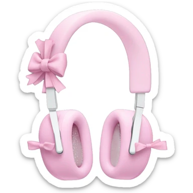 AirPod pro max headphones with thin pink bows tied around each ear sticker