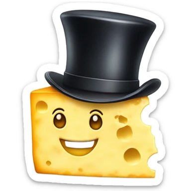 Cheese smiling wearing a top hat sticker