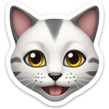 A cat is showing hear tooth.  Her tooth are withe and shining and the vat mood is very pokerface  sticker
