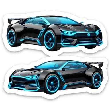 futuristic black and blue cyberpunk car sticker