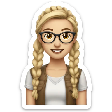 Peyton List with high pigtails, tan skin and geek eyeglasses sticker
