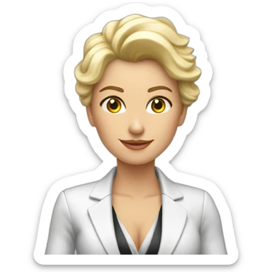 Syntia Mujer piel blanca emprendedora con blazer sticker