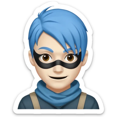 blue haired criminal with robber mask and smirk sticker