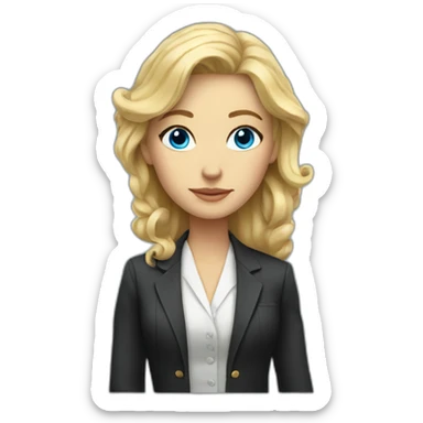Blonde surfy haired female lawyer with blue eyes and perfect side profile sticker