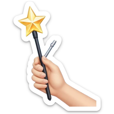 magic wand and hand with sparkles sticker