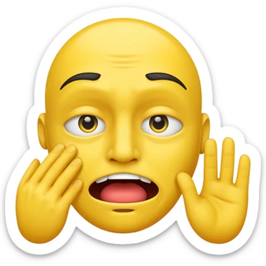 A straight face emoji with a slight look of disgust, a horizontal hand where the neck would be. All yellow. It should be a normal emoji with no body parts except the floating jandc sticker