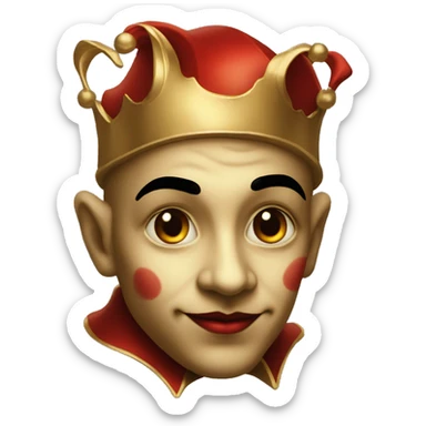 Vintage Jester high cheekbones, red, gilded  sticker