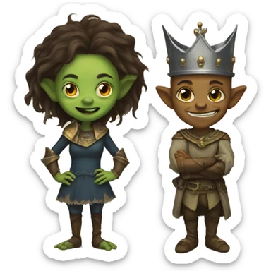 a goblin girl and a king  sticker